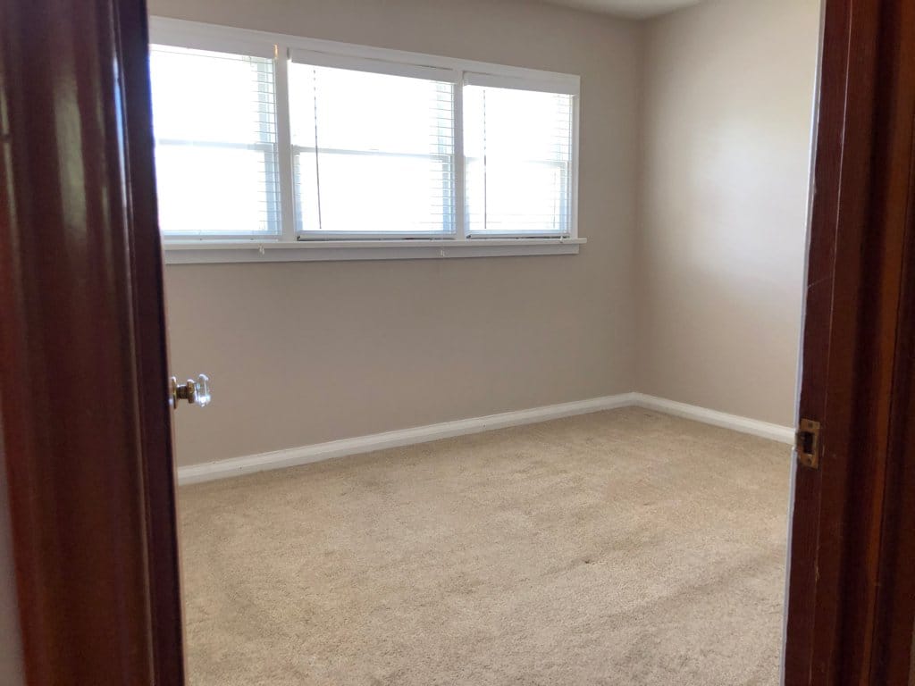 West bedroom, it is 6 inches bigger than the east bedroom.  Those are the old windows, the new ones are 2 piece, vinyl.