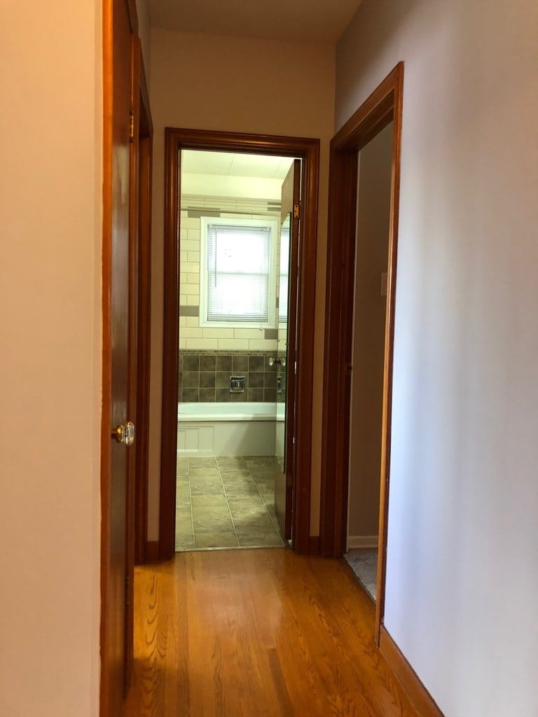 Main floor bathroom, it has a new vinyl window.